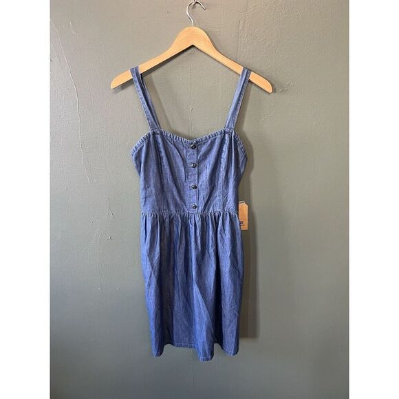 Vans Womens Blue Denim Sleeveless Summer Dress Short Size Medium - Picture 1 of 3